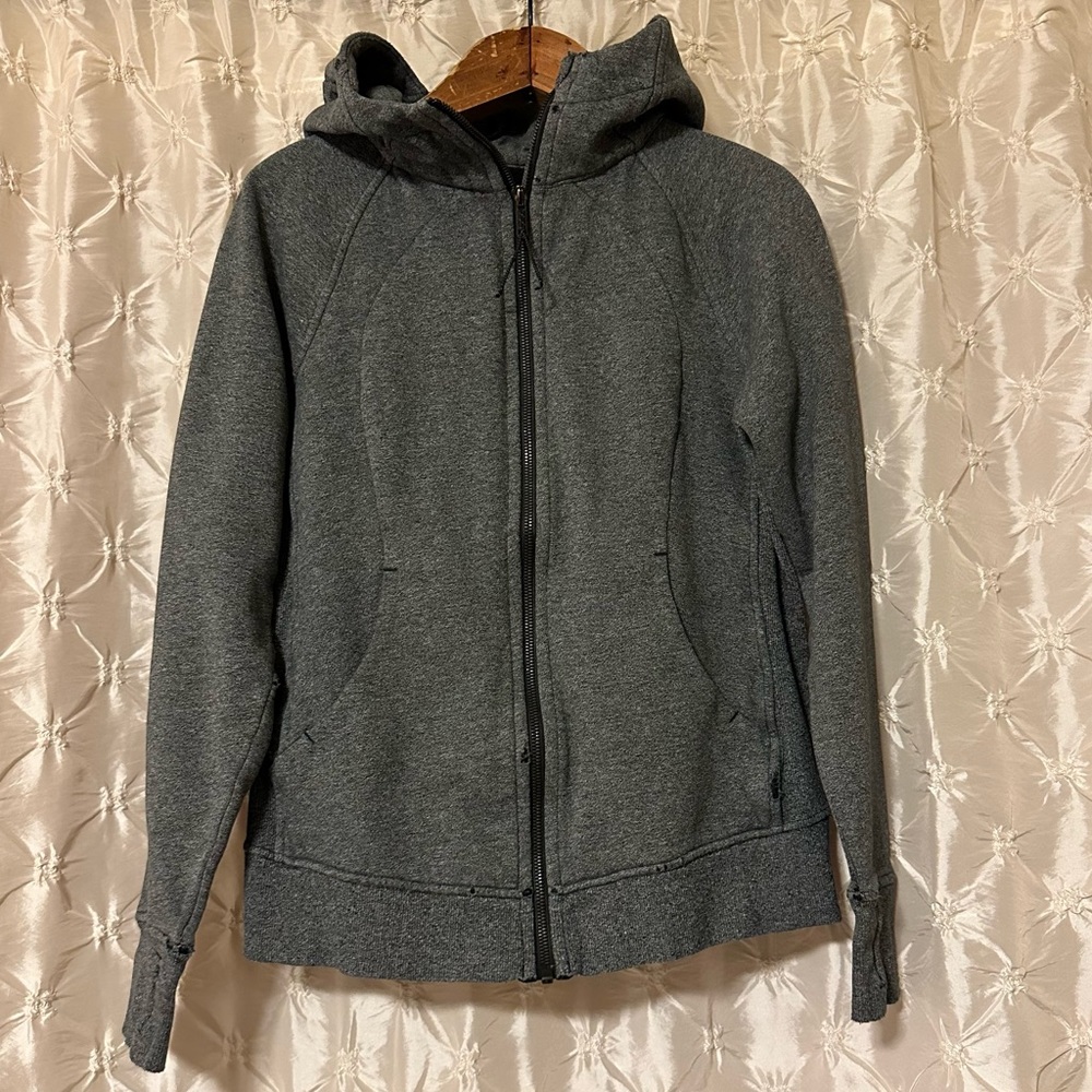 Lululemon Scuba Zip Up Hoodie Sweatshirt Light Cotton Fleece Heathered Dark Grey